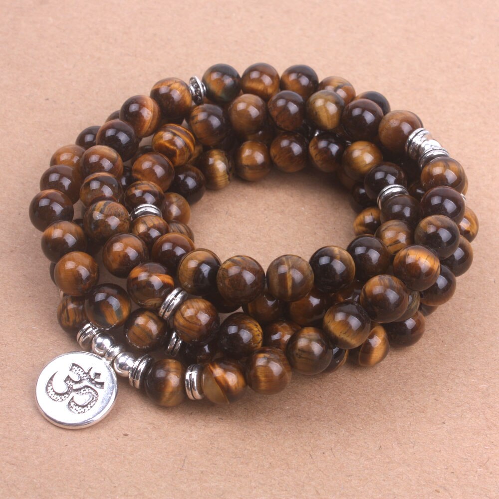 Natural Tiger's Eye 108 Beads Mala Necklace / Bracelet