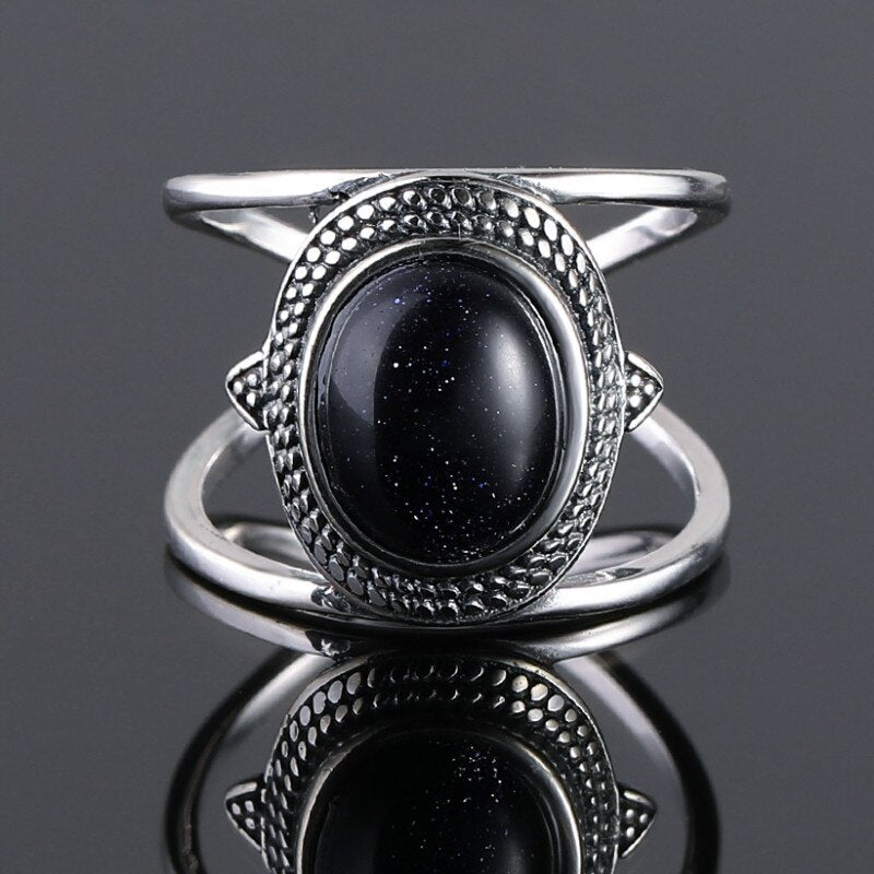Boho Sterling Silver & Blue Sandstone Ring