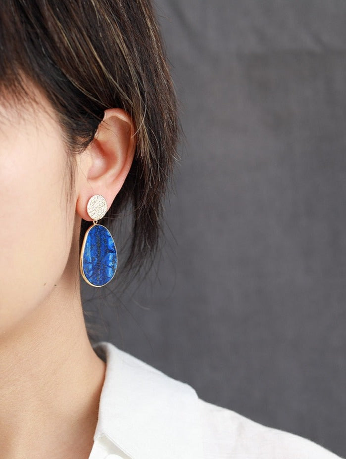 Natural Lapis Lazuli Bold Earrings