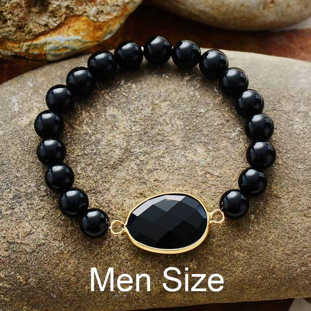 Natural Black Onyx Beaded Bracelet