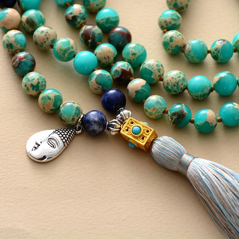 Natural Imperial Jasper 108 Mala Beads Necklace