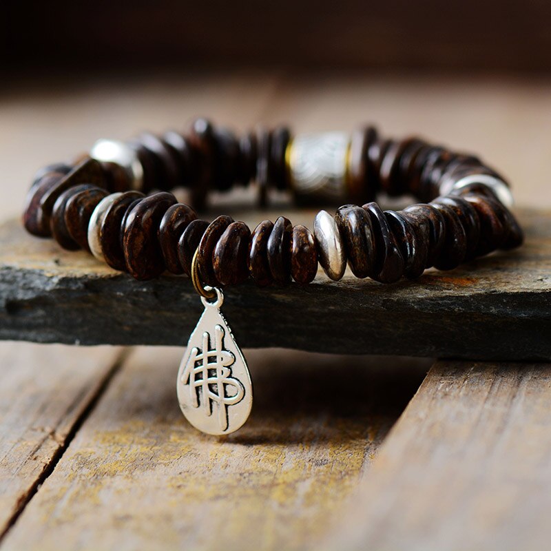 Natural Bronzite Stone Tibetan Buddha Bracelet