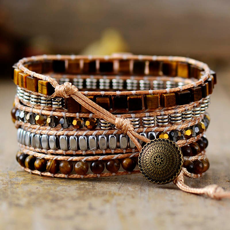 Natural Tiger's Eye Beaded Smartwatch Band