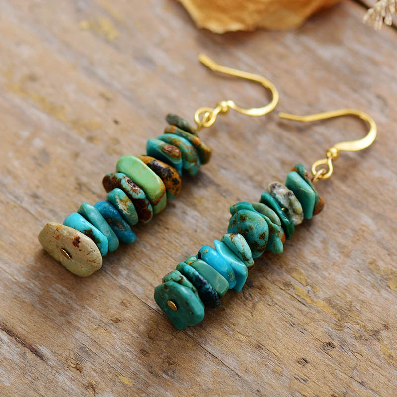Natural Turquoise Long Earrings