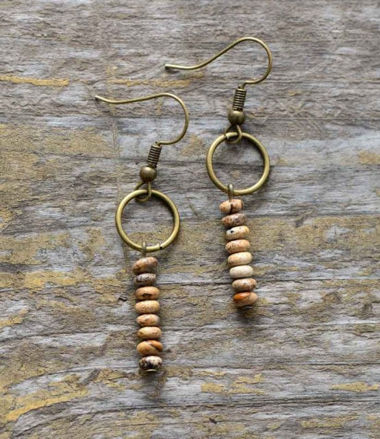 Vintage Natural Jasper Ston Earrings