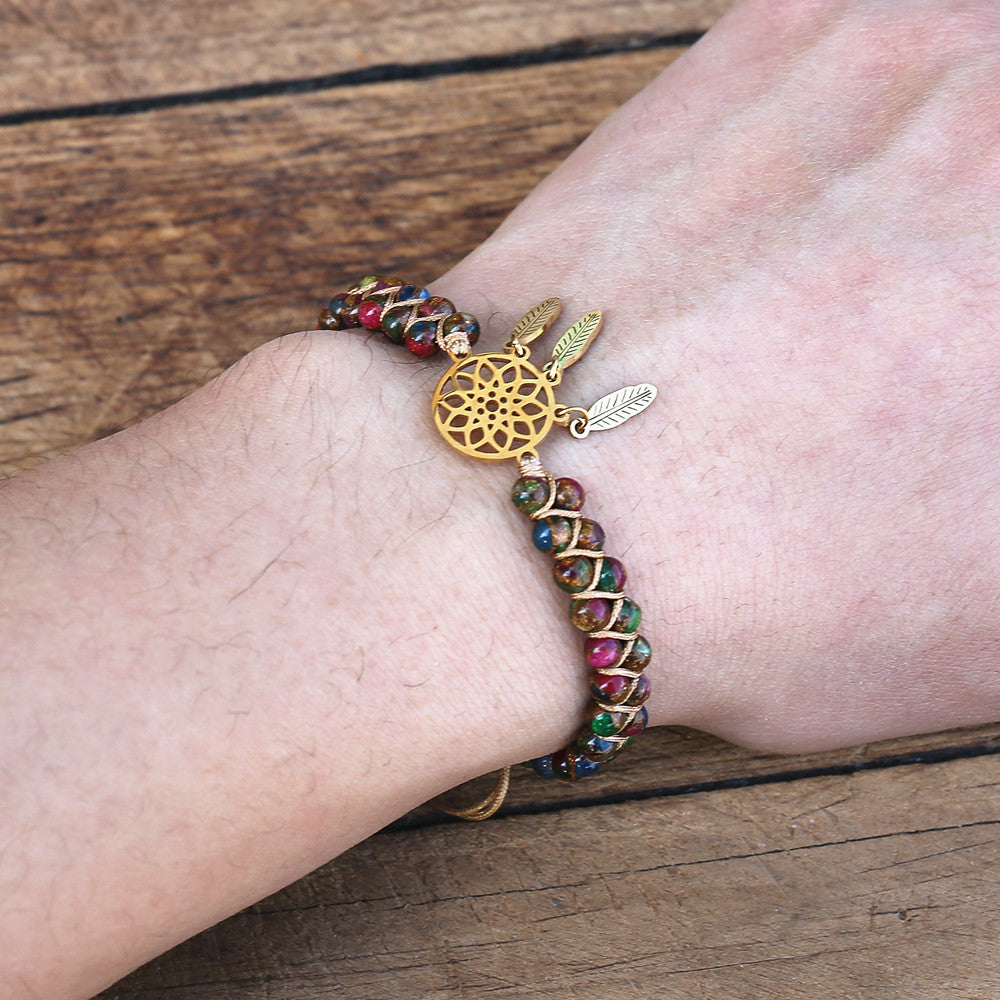 Dream-Catcher Bracelet with Cloisonne Jasper Beads