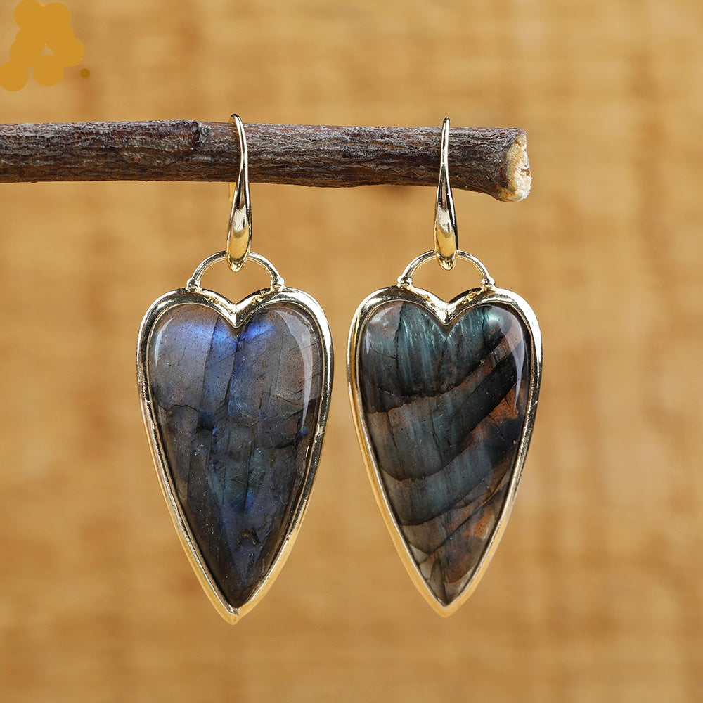 Natural Gemstone Heart Earrings