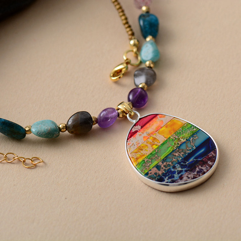 Natural 7 Chakras Stone Pendant Necklace