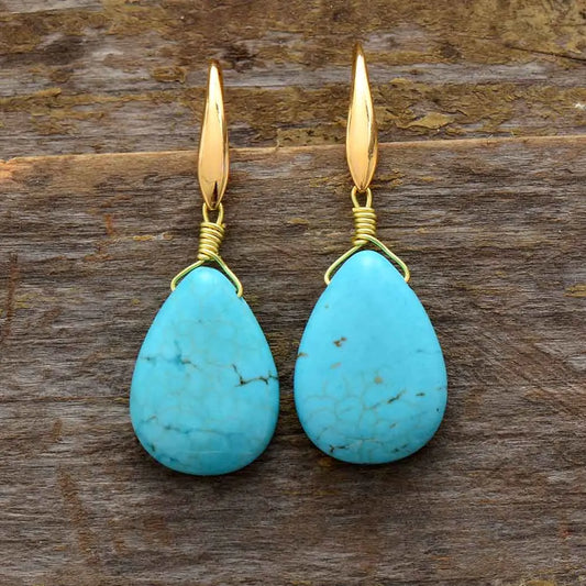 Natural Turquoise Teardrop Classy Earrings
