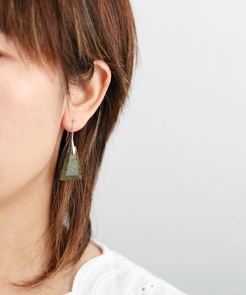 Natural Unakite Pyramid Earrings