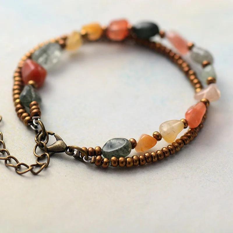 Natural Mixed Quartz 2 Strands Bracelet