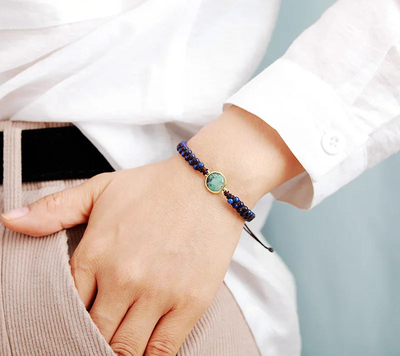 Natural Lapis Lazuli & Turquoise Wrap Bracelet