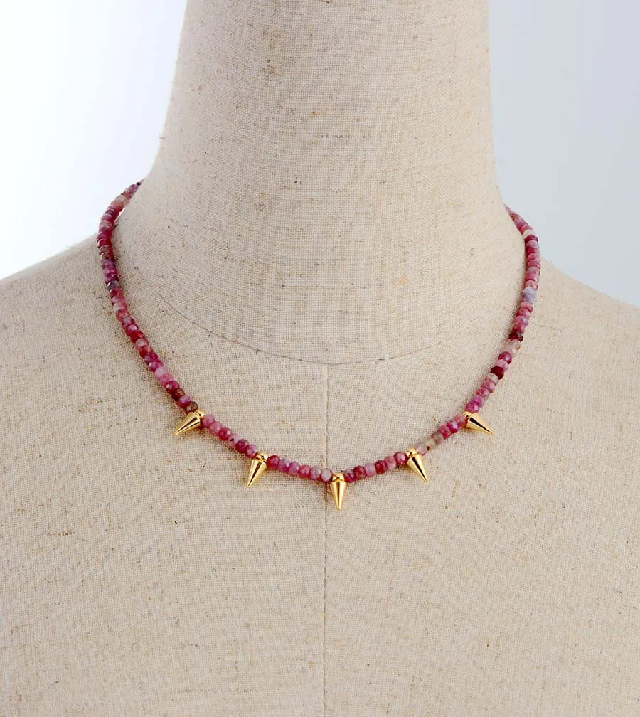 Natural Tourmaline Boho Choker Necklace