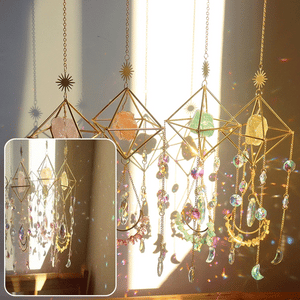 Natural Raw Gemstones & Crystal Glass Sacred Geometry Sun Catcher