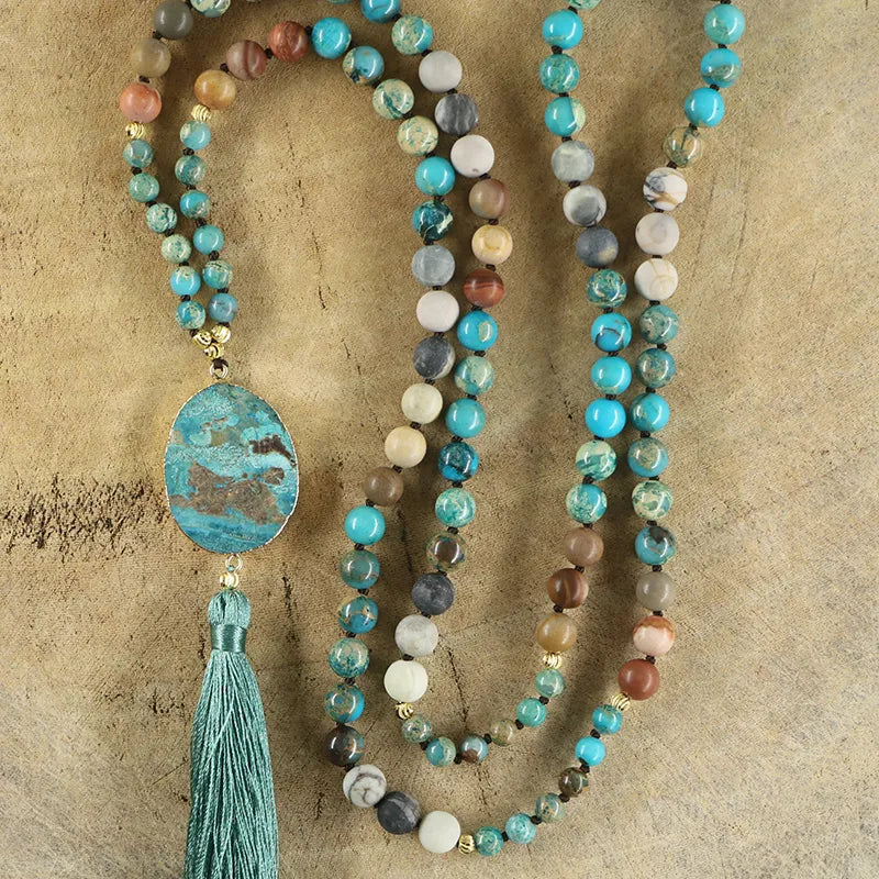 Natural Mixed Jasper Stones 108 Beads Mala Necklace