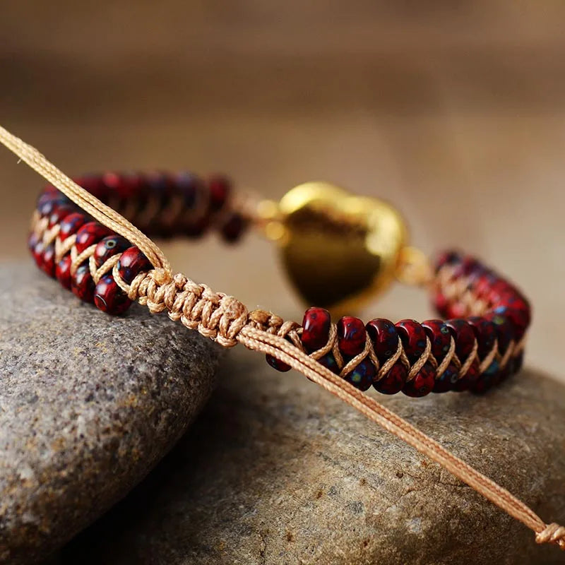Natural Blue Red Jasper Opal Heart Bracelet