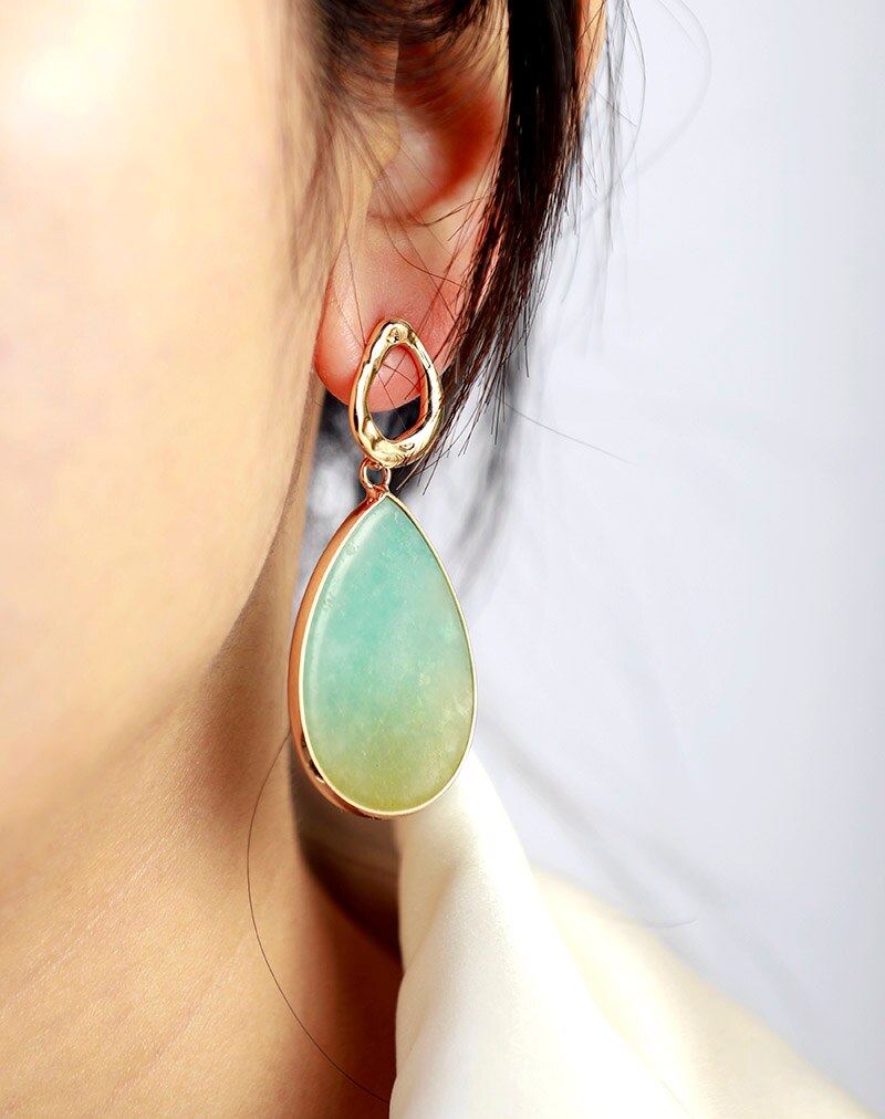 Natural Amazonite Teardrop Earrings