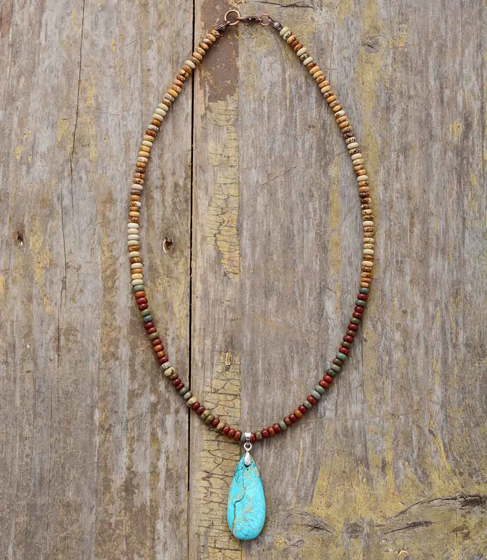 Natural Picture, Picasso & Turquoise Jasper Choker Necklace