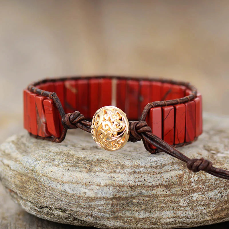 Natural Red Jasper Wrap Bracelet