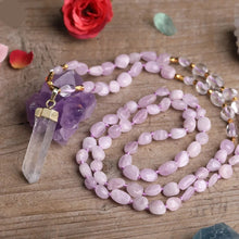 Load image into Gallery viewer, Natural Kunzite &amp; Clear Quartz Necklace
