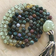 Load image into Gallery viewer, Natural Indian Agate &amp; Green Quartz 108 Beads Mala
