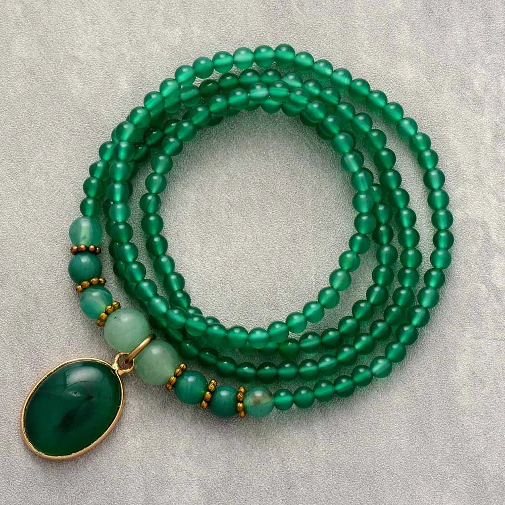 Natural Green Onyx & Aventurine 108 Beads Mala
