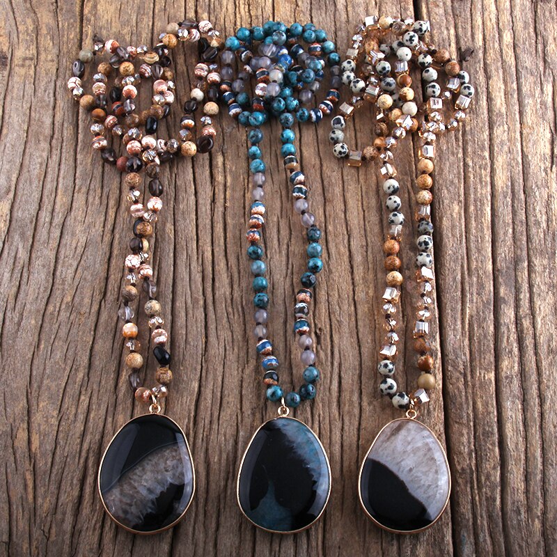 Natural Agate & Jasper Boho Chic Necklace