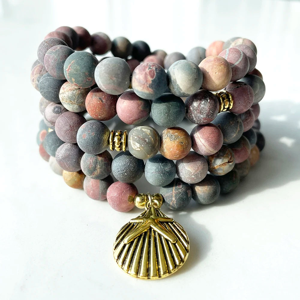 Natural Matte Picasso Jasper 108 Beads Mala