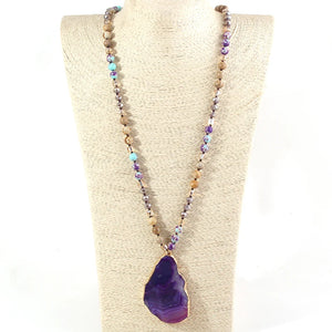 Natural Jasper & Purple Agate Bohemian Necklace