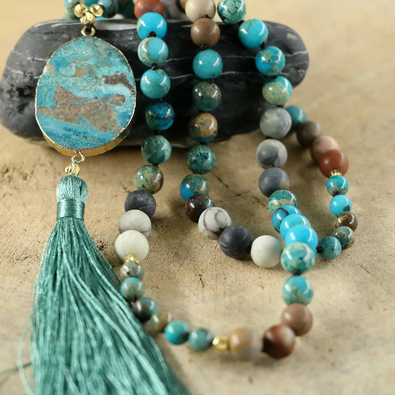 Natural Mixed Jasper Stones 108 Beads Mala Necklace