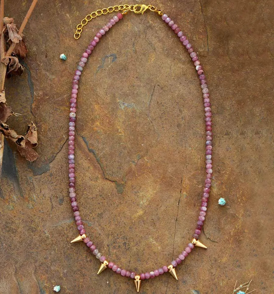 Natural Tourmaline Boho Choker Necklace