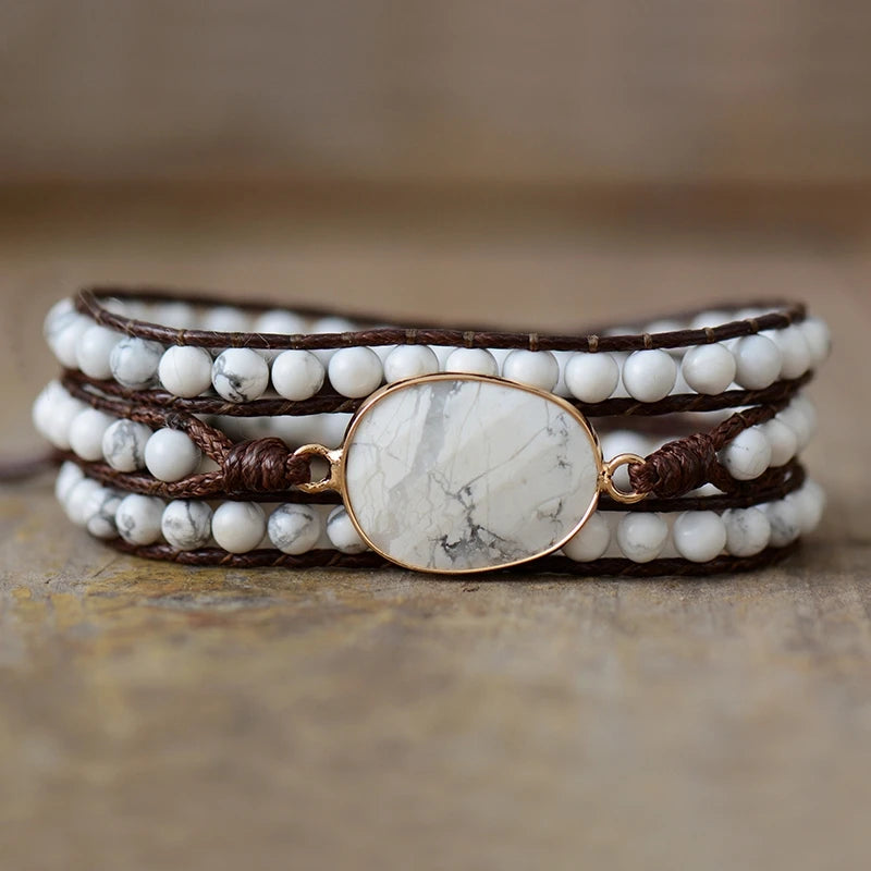 Natural Howlite Wrap Bracelet