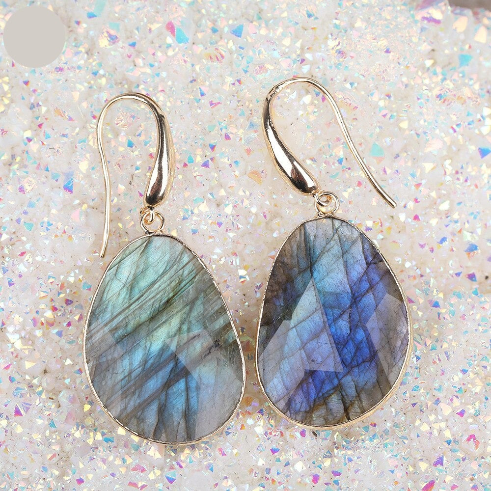 Natural Flash Labradorite Earrings