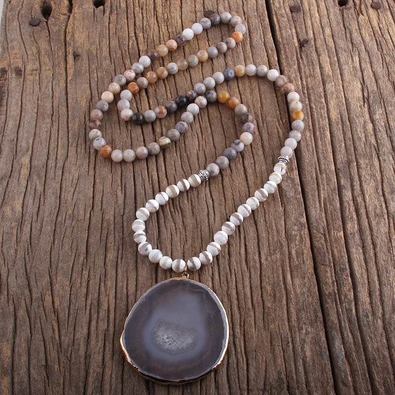Natural Amazonite & Agate Bohemian Necklace