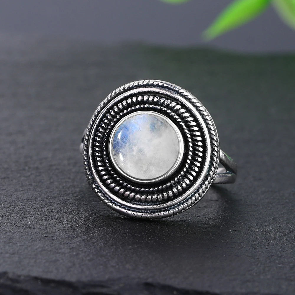 Natural Moonstone Sterling Silver Ring