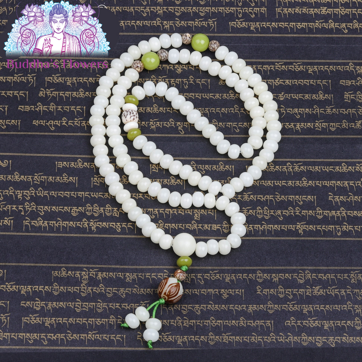 Natural Lotus Seeds, Bodhi Seeds & Tagua Nuts Tibetan Buddhist Necklace