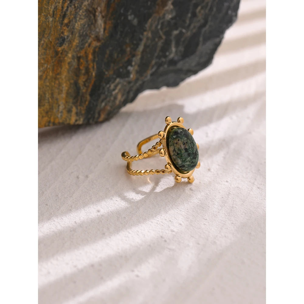 Natural African Turquoise Gold Plated Boho Ring