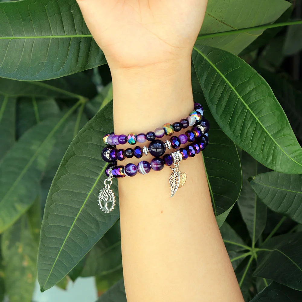 Natural Purple Agate Beaded Smartwatch Band