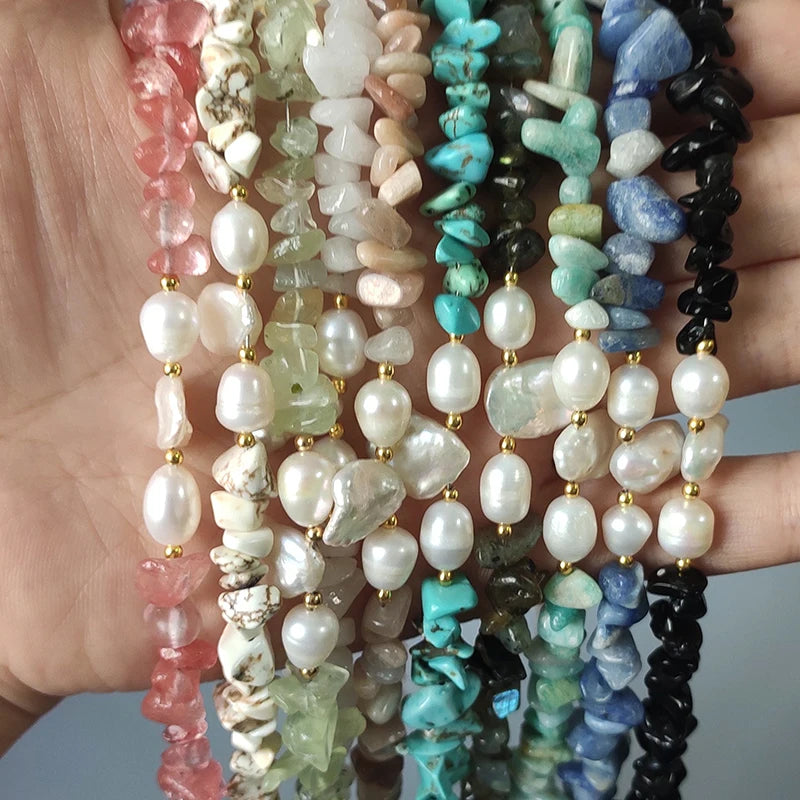 Natural Pink Tourmaline & Freshwater Pearls Choker Necklace