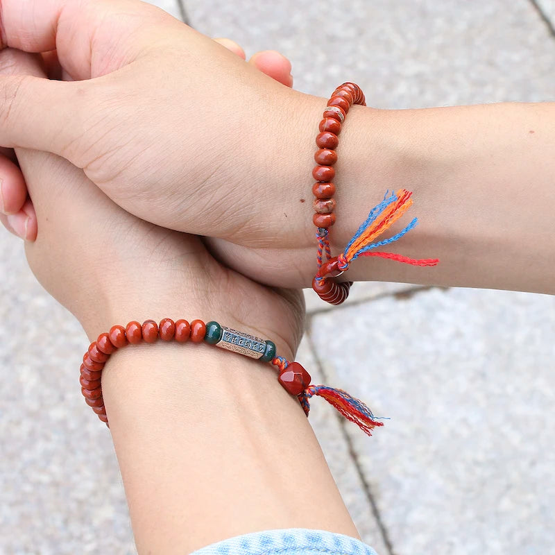 Natural Red Jasper Tibetan Buddhist Bracelet