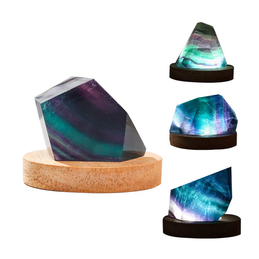 Natural Rainbow Fluorite Polyhedron Lamp