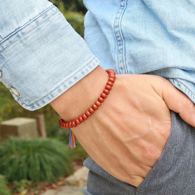 Natural Red Jasper Tibetan Buddhist Bracelet