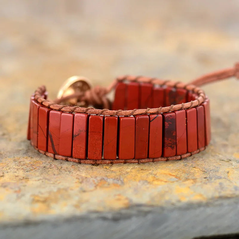 Natural Red Jasper Wrap Bracelet