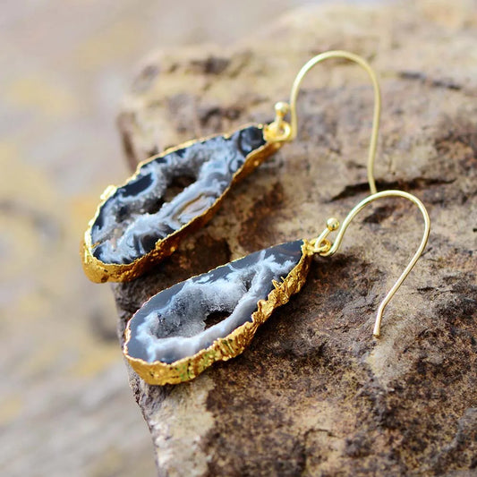 Natural Druzy Agate Earrings