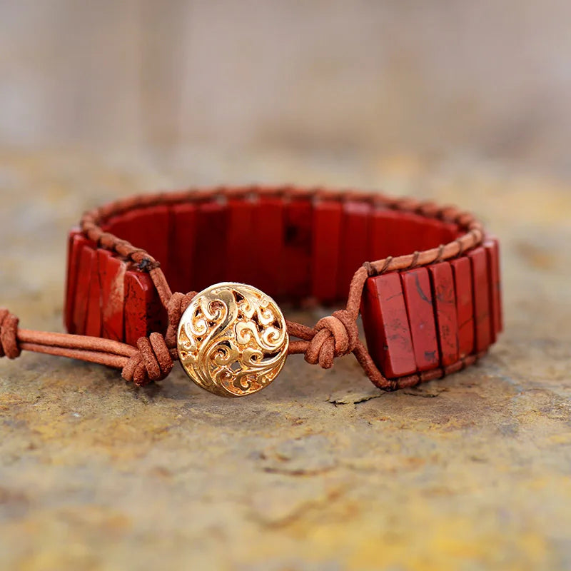 Natural Red Jasper Wrap Bracelet