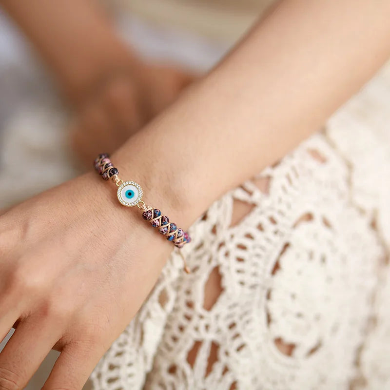 Natural Purple Jasper Evil Eye Wrap Bracelet