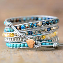 Load image into Gallery viewer, Natural Turquoise, Shell &amp; Sea Jasper Wrap Bracelet
