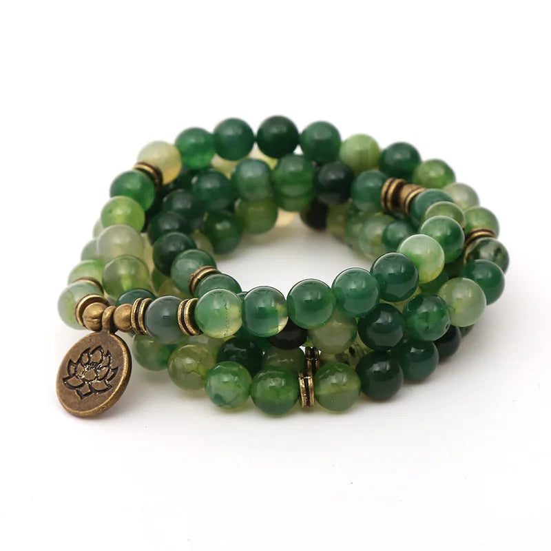 Natural Green Onyx 108 Beads Mala