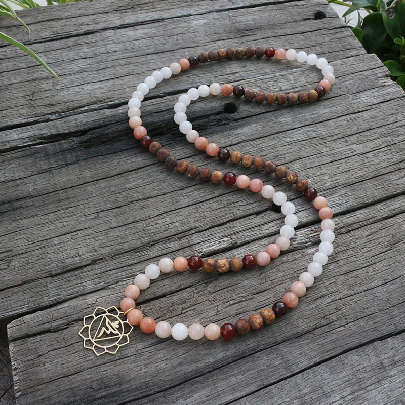 Natural Aventurine, Carnelian, Onyx & Quartz 108 Beads Mala