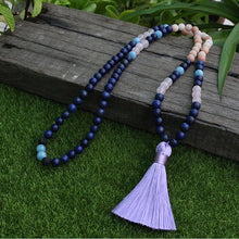 Load image into Gallery viewer, Natural Lapis Lazuli, Aventurine, Rose Quartz &amp; Amazonite 108 Beads Mala Necklace / Bracelet
